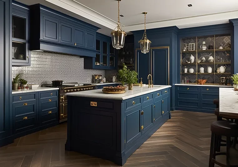 Cabinet-Colors Blue Cabinets in Kitchen | Distinctive Flooring